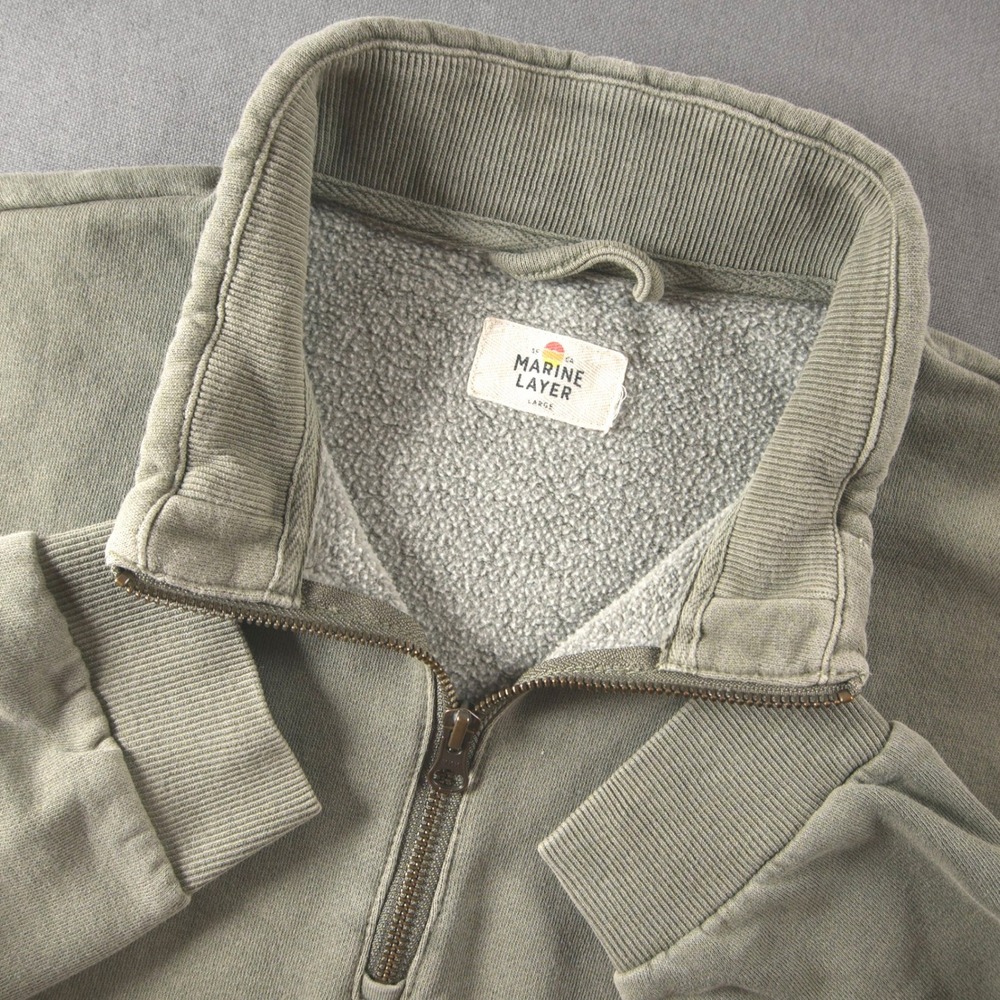 Marine Layer 1/4 Zip Fleece Pullover Men Sweatshirt L Coatal Everyday Green